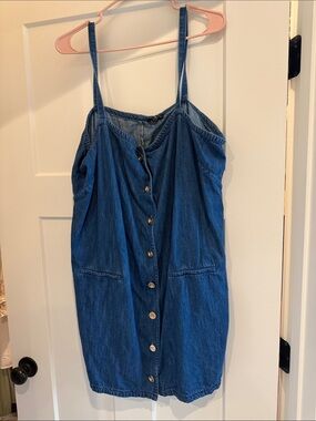 J. Crew Blue Denim Button-Front Mini Dress